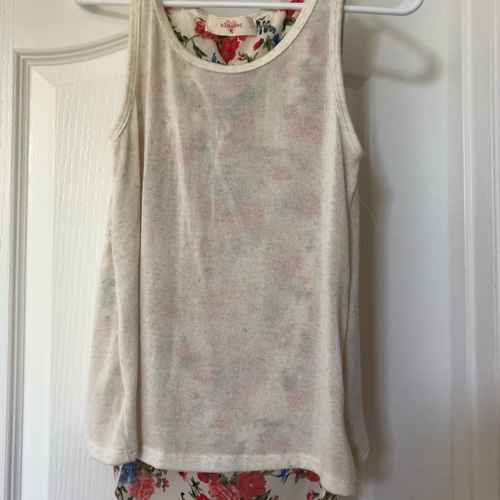 Floral and Cream Tank with Bow on Back